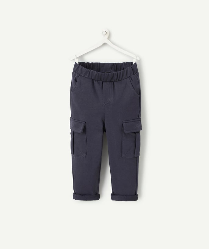   - PANTALON RELAX BÉBÉ GARÇON EN COTON BIOLOGIQUE BLEU MARINE