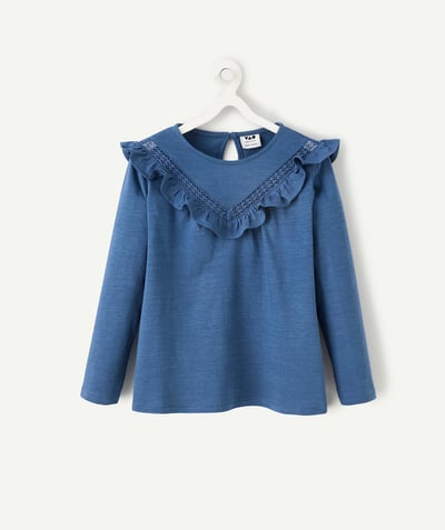 CategoryModel (8827452063886@4)  - Long-sleeved blue girl's T-shirt with English embroidery