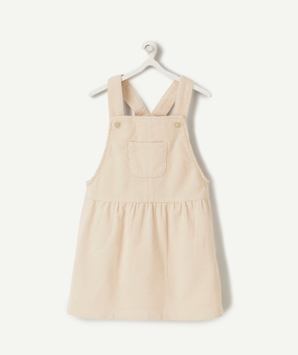   - BABY GIRLS' ECRU CORDUROY PINAFORE DRESS