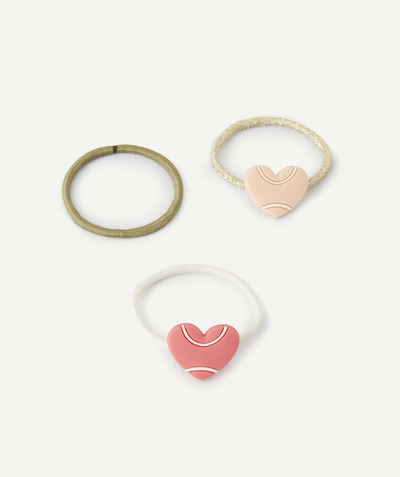 CategoryModel (8826108706958@6)  - SET OF THREE PLAIN AND GLITTERY GIRLS' HAIR ELASTICS WITH HEARTS