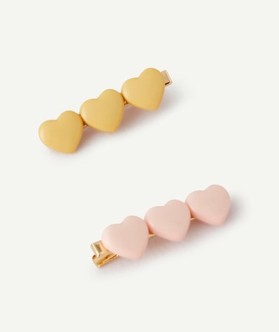 CategoryModel (8821761573006@30866)  - SET OF TWO GIRLS' HAIR CLIPS WITH YELLOW AND PINK HEARTS