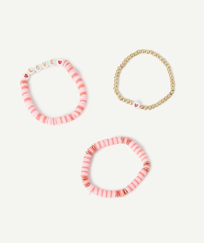 CategoryModel (8821764587662@21033)  - LOT DE 3 BRACELETS FILLE AVEC PERLES ROSES ET COULEUR DORÉES