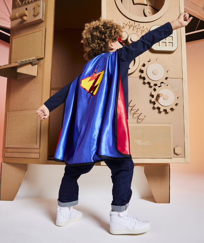   - BOYS' REVERSIBLE BLUE AND RED SUPERHERO CAPE