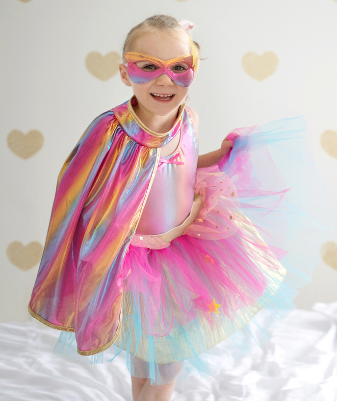   - PINK SUPERHEROINE SET WITH A TUTU, CAPE AND MASK