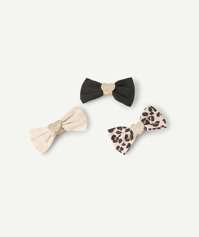 CategoryModel (8821761573006@30518)  - set of 3 plain and leopard bow-shaped girl barrettes