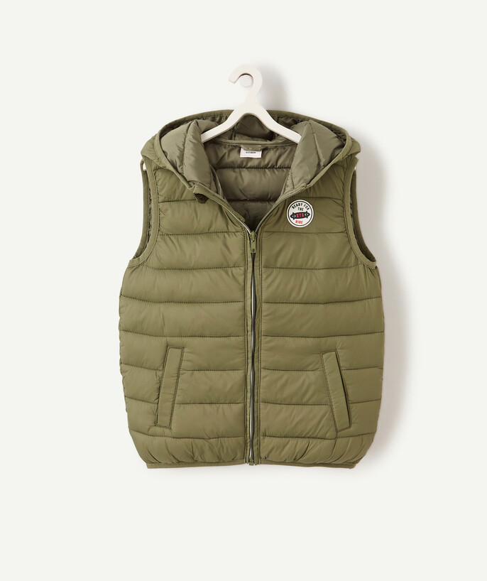   - KHAKI SLEEVELESS PADDED JACKET MADE WITH RECYCLED PADDING