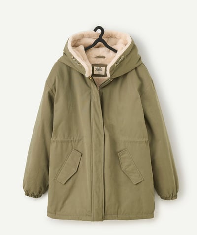 CategoryModel (8824896979086@8)  - khaki girl's long hooded parka