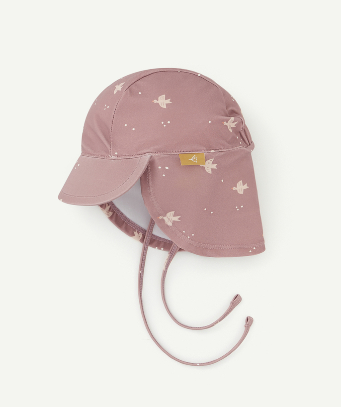   - CHAPEAU ANTI-UV BÉBÉ FILLE HIRONDELLES VIEUX ROSE