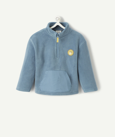 CategoryModel (8821755117710@284)  - BABY BOYS' BLUE ZIPPED FLEECE WITH POCKET AND EMBROIDERED PATCH