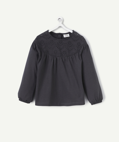 CategoryModel (8821752627342@2720)  - BABY GIRL T-SHIRT IN DARK GREY ORGANIC COTTON WITH ENGLISH EMBROIDERY