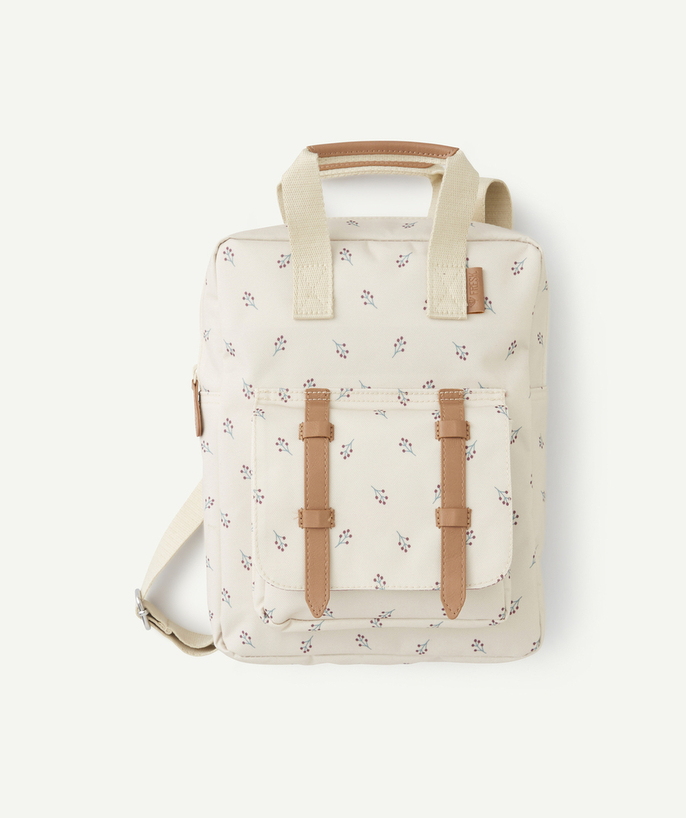   - CHILDREN'S BEIGE RECYCLED PLASTIC BACKPACK WITH BERRY PRINT