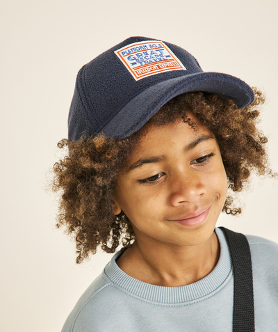 CategoryModel (8824928927886@20)  - BOY'S NAVY BLUE FLEECE CAP WITH PATCH AND MESSAGES