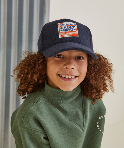 CategoryModel (8821762523278@305)  - BOY'S NAVY BLUE FLEECE CAP WITH PATCH AND MESSAGES