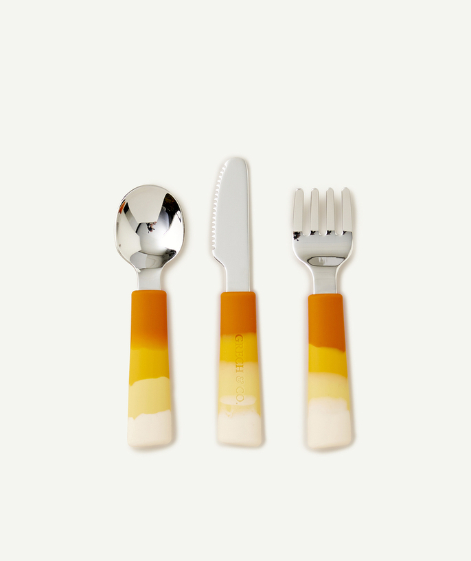   - 3-PIECE ORANGE SILICONE CHILDREN'S CUTLERY SET