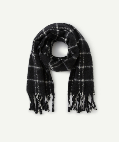 CategoryModel (8821765800078@128)  - GIRLS' SOFT BLACK AND WHITE CHECKED SCARF IN RECYCLED FIBRES