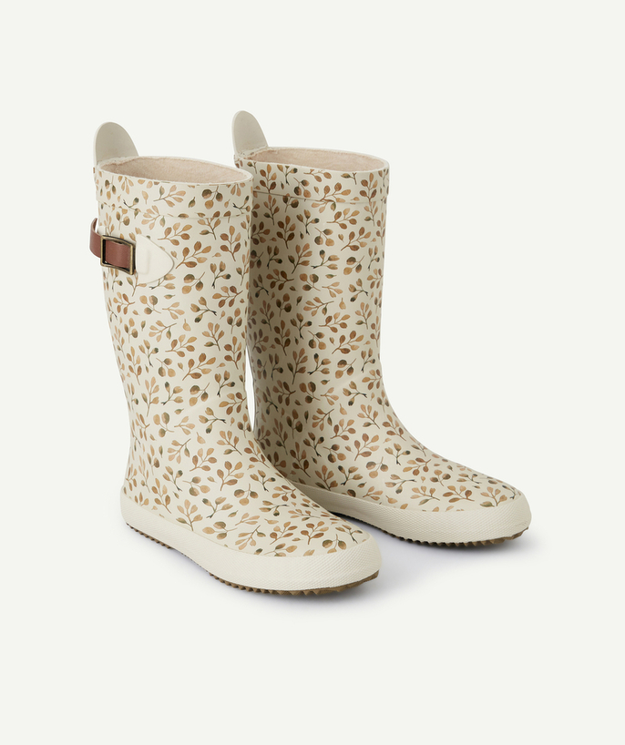   - GIRLS' BROWN WELLIES WITH GRASS PATTERN